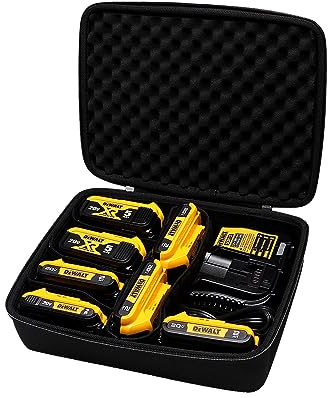 XANAD Sacoche de batterie pour batterie d'outils 18V DeWalt et support de chargeur 12V M18 18V 2.0/3.0/4.0/5.0/6.0/6.5/8/9.0/12.0-Ah batterie, charge-sac de transport sac de rangement - Noir