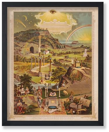 Poster Master Vintage-Kunstposter – 20.3x25.4 cm, Wohnzimmer, Schlafzimmer – Vintage-Freimaurer-Lithografie – Freimauerkunst