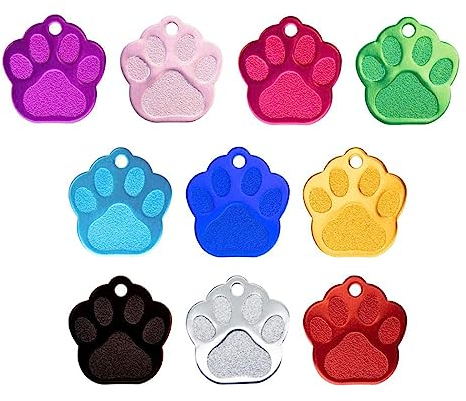 YATEICBC- 10 Pcs Aluminium-Hundemarken, bunte Blanko-Hundemarken, Haustier-ID-Marken, Blanko, Hundemarken, Aluminium, personalisierte Namensschilder, Telefonnummernschilder mit Löchern, 10 Farben