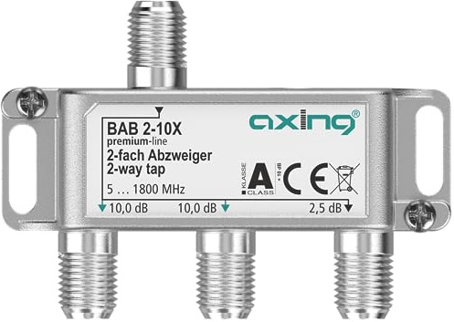 Axing BAB 2-10X 2-Fach Abzweiger 10 dB 5-1800 MHz TV Data Internet Kabelfernsehen
