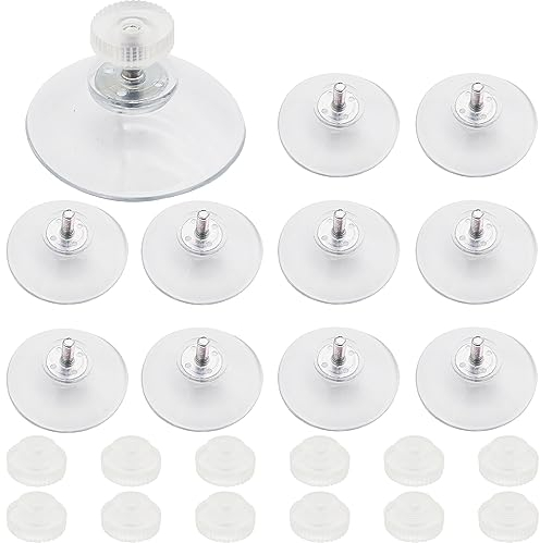 CTRICALVER Ventose, 11 Pezzi Ventose Trasparenti in PVC, Diametro 40 mm, Ventose per vetro Con 13 Pezzi M4 Dado in Plastica Trasparente, per Finestra Parete Porta Vetro Appeso Quotidianamente