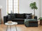 Opal - 4-Sitzer Ecksofa beidseitig montierbar - Mit Schlaffunktion und Bettkasten - aus Stoff und Kunstleder Schwarz