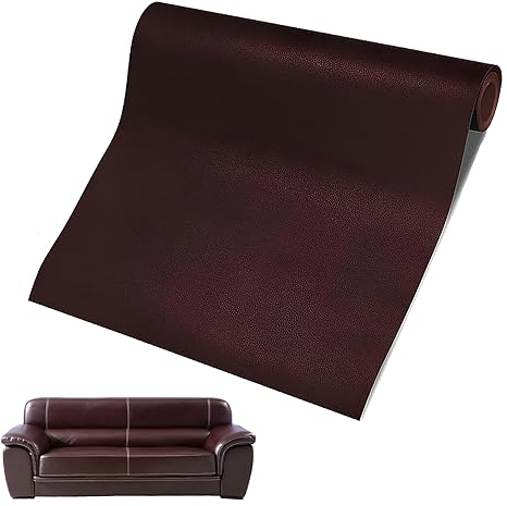 60 x 137cm Selbstklebendes Kunstleder Patch, Leder Reparatur Set Patch Kit, Leder Patch Selbstklebend, Lederfolie, Kunstleder Selbstklebende für Sofas, Autositze, Bürostuhl, Kopfteil (Dunkelbraun)