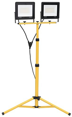 vidaXL LED Fluter mit Stativ Außenstrahler Scheinwerfer Baustrahler Flutlicht Gartenstrahler Arbeitsscheinwerfer Arbeitsleuchte 2x100W Kaltweiß