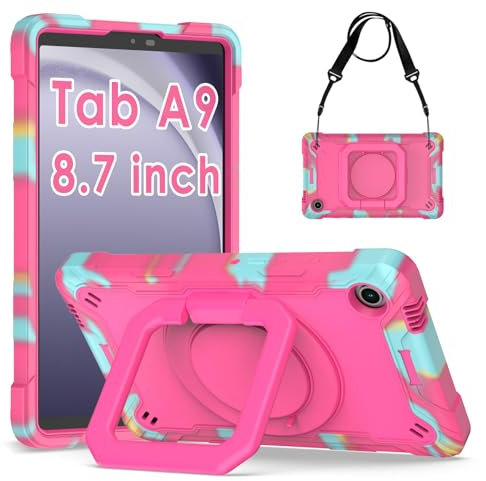 KATUMO Cover per Samsung Galaxy Tab A9 8,7 Pollici 2023 SM-X110/X115/X117, Antiurto Supporto Girevole a 360° e Tracolla Regolabile Staccabile Custodia Protettiva, Samsung Tab A9 8,7(Rosso)
