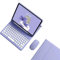 Funda de teclado para Galaxy Tab A7 de 10.4 pulgadas con teclado y mouse Bluetooth, funda de teclado desmontable de color caramelo con tecla redonda, color morado