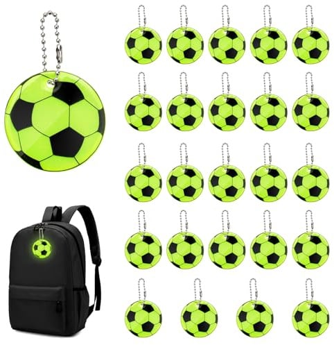 PEAKTO 24PCS Porte-clés Réflecteur, PVC Pendentif Reflechissant Football | Pendentif Reflechissant Football, Porte Clé Réfléchissant pour Sac à Dos Cyclisme Vêtements Randonnée Course à Pied