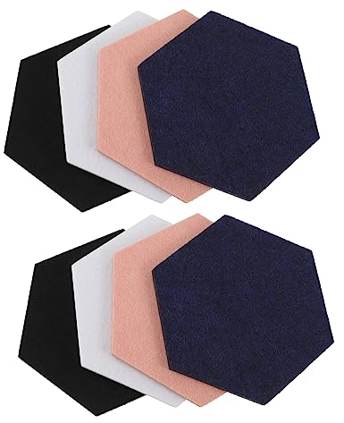 FUNOMOCYA 8 Stück Filz Wandaufkleber Korkfliesen Pinnwand für Wand Filz Pinnwand Sechseckige Korktafel Selbstklebende Pinnwand Akustische Filzplatten Schalldämpfende Paneele Bilderstich