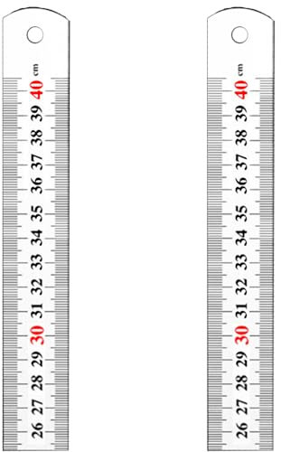 Metall-Lineale, 2 Stück, 40 cm, doppelseitiges Präzisions-Lineal, langes Büro-Lineal, Tischlineal, metrisch, imperial, Dual-Markierungslineal, Präzisionstechnik-Lineal für Schule, Büro, Ingenieurwesen