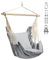 VonHaus Hanging Chair Outdoor with Attachments – Grey Garden Swing Seat & Hammock Chair, 1 Seater Rope Neutral Boho Style Portable Garden Seat for Garden, Patio, Terrace & Decking