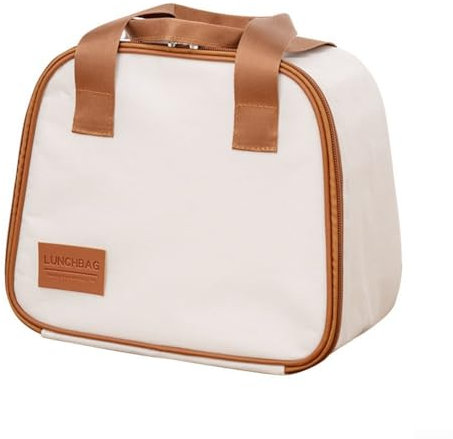 CNANRNANC Lonchera térmica, tela Oxford, diseño de apertura amplia, amplio almacenamiento, resistente a las manchas y elegante diseño beige, 24 x 20 x 13 cm (profundidad)