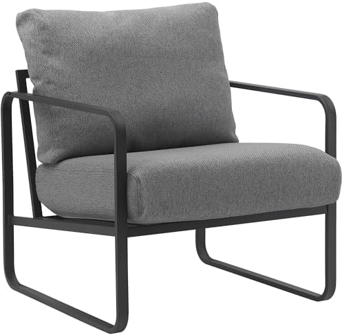 CLP Lounger Manea I Relaxsessel Kunstleder Oder Stoff Bezug I Mit Stabilem Metallgestell I Gepolsteter Clubsessel, Farbe:dunkelgrau, Material:Stoff