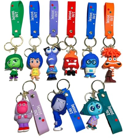 Xingbiyou Set di 9 portachiavi anime Inside Out, portachiavi per auto, Undefinded, undefinded
