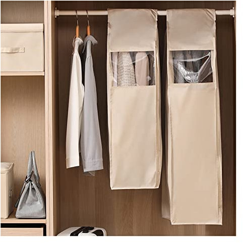 Copriabiti da Appendere in Cotone e Lino 1PC Borsa per Abiti Custodia per Abiti Custodia per Abiti Custodia per Guardaroba Organizer Cappotto Antipolvere,Beige-24×58×88cm (Beige 24×58×88cm)