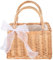 GREENADSCAPE Geflochtener Korb Handtasche Aus Weidenkorb Blumenkorb Für Hochzeiten Und Dekoration Mit Stoffkordelzug Für Bequemes Verstauen Und Schutz Rechteckige Form Mit Bandakzenten