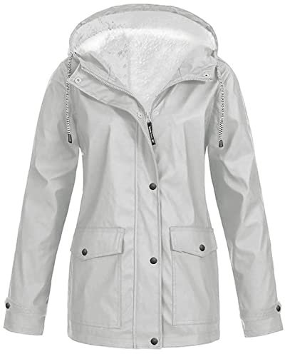 AEGJEGVD 2024 Vêtements Imperméables Femme Hiver Chaud Veste de Pluie Long Manteaux Imperméables avec Capuche D'extérieur Coupe Vent Grande Taille Décontracté Impermeable Veste Pas Cher