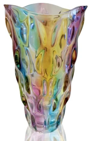 Colorful vase, Crystal Glass Large Vase Decorative Colorful Flower Vase Plant Container, for Home Decor,Wedding Decor,Centerpieces,Party