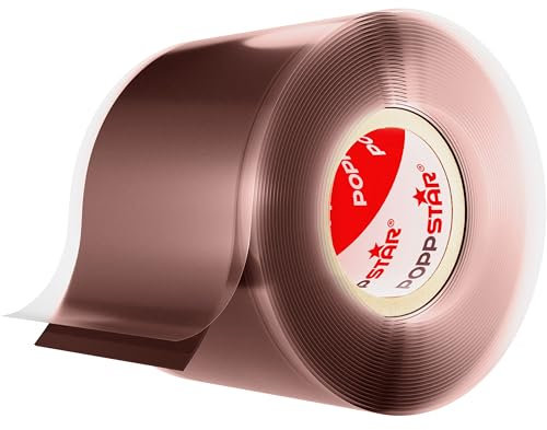 POPPSTAR Nastro in silicone autoagglomerante, 3m x 38mm, nastro isolante e sigillante (acqua, aria), marrone-rosso, 1 rotolo
