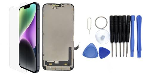 h24z Hochwertiges Display, Werkzeugsatz und Displayschutz kompatibel mit dem iPhone 14 für Nahtlose Reparatur und Schutz.