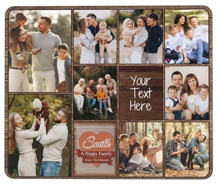 Custom Gaming Mouse Mats Gifts for Lovers Family Friend Birthday Christmas New Year, Personalised Small Large Mouse Pad with 9 Photos Text Printed, Design Your Own Desk Mats for Computer Laptop