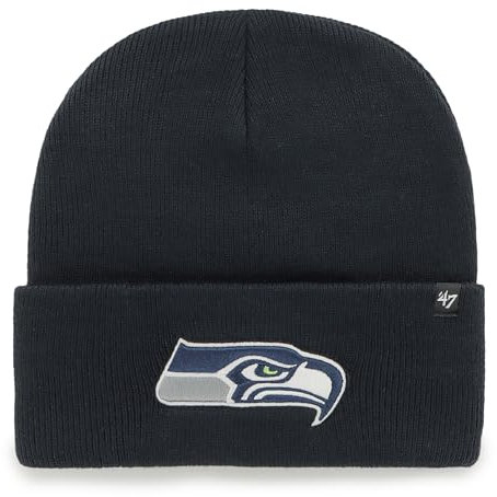 '47 NFL Seattle Seahawks Unisex Cuff Knit, Beanie, Team Logo, Farbe Helles Marineblau