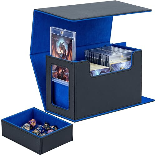 Tolesum Caja para tarjetas de doble capa para MTG, con Compartimiento Dado, Deck Box para 200 tarjetas para Cartas de Magic Commander TCG - Azul