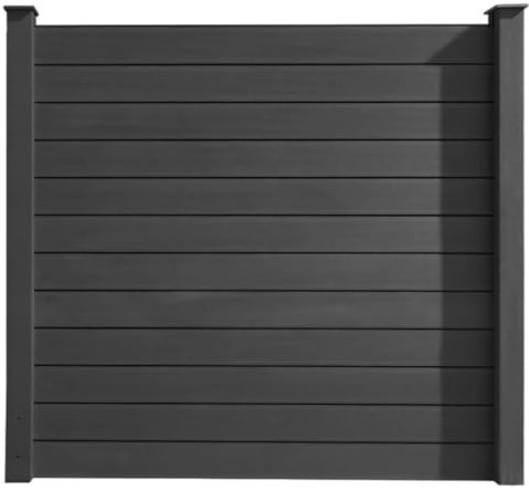 HORI Sichtschutzzaun Komplettset WPC Zaun Robuster Windschutz Moderner Gartenzaun Design Ideal für Garten & Terrasse Einfach zu Montieren - zum Einbetonieren - Anthrazit