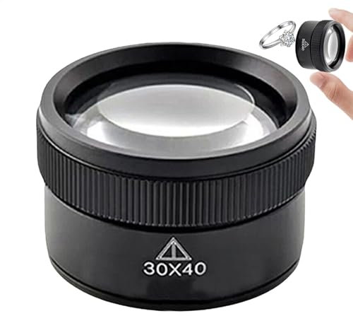 Juwelierlupe, 30-fache Vergrößerung, tragbare Handlupe, Schreibtisch-Optik-Lupe, 4,7 x 2,8 cm, ideal für Juwelier-Stempel, Karten, Antiquitäten, Zeitschriften