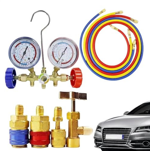 Verteiler -Messgerät, AC Freon Gauge, Multifunktionaler professioneller Verteiler -Messgerät, Tragbares Kältemittel -Testgerät, Klimaanlage für Zuhause