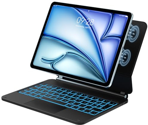 Tastiera Magic per iPad Air 11 11 M4 2026/M3 2025/M2 2024/Air 5/Air 4 | Cover Keyboard Touchpad Supporto Flottante, Magnetica Illuminato Trackpad Tastiera Custodia per Pro 11 1-4 Gen, Nero