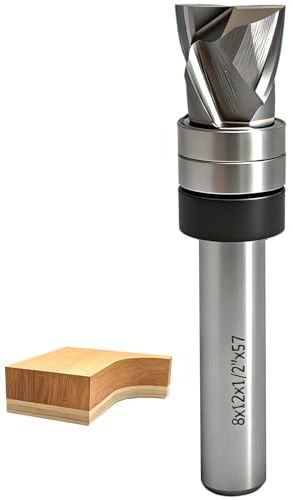 GLRYD Spiralfräser Bündigfräser 8mm Schaft, 12.7mm Schnittlänge, D=12mm, VHM Kompression Spiralnutfräser, mit Kugellager Oben, für Holzbearbeitung Flächenbündig/Kopierfräsen/Kantenbearbeitung