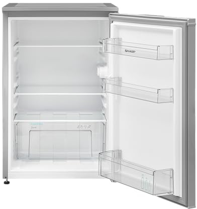 SHARP SJ-UD135T2S-EU Kühlschrank / 135L Nutzinhalt/kleiner Kühlschrank mit stufenloser Temperaturregelung/LED Innenbeleuchtung/Silber
