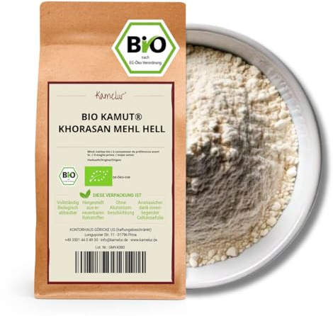 Kamelur Bio Kamut® Khorasan Mehl weiß (1kg) Khorasanweizen aus kontrolliert biologischem Anbau