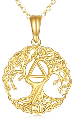 KECHO 14 Karat Gold AA Halskette Baum des Lebens Anhänger Echtgold Weihnachts Geschenk Geburtstags Geschenk für Damen