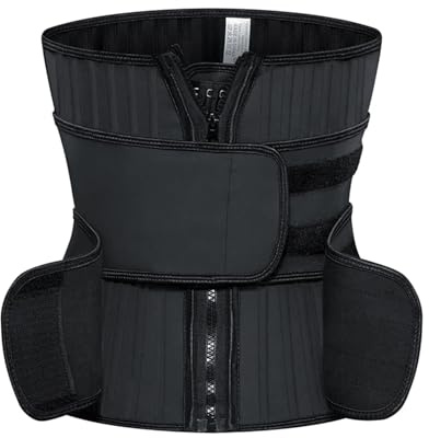 LSYHHXC Latex-Taillentrainer, 25 Stahlknochen, Body Shaper mit 2 abnehmbaren Riemen, Reißverschluss und Haken, Modelliergurt, Bauchkontrollgürtel(S)