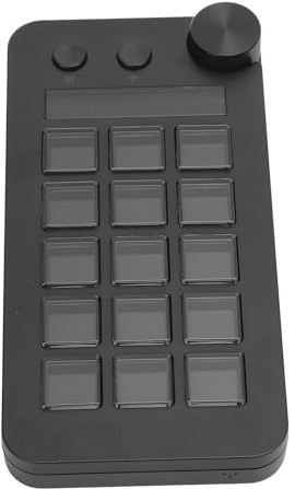 Annadue Stream Controller, 15 LCD -Makro -Tasten mit Anpassbar, um Aktionen in Apps für Inhaltsersteller Auszulösen, Streaming Gaming (Black)