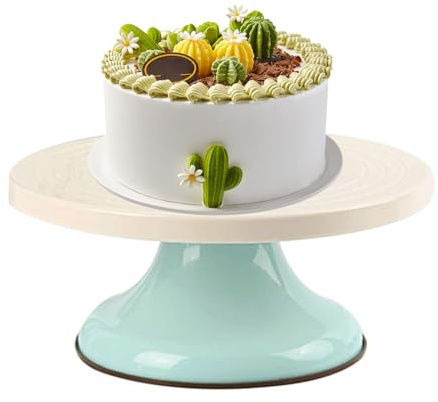 Xijobido Plato Giratorio para Tartas,Bandeja De Servir Alimentos 25 Cm | Mesa Giratoria para Servir Postres,para Hogar Fiestas Cumpleaños Y Bodas