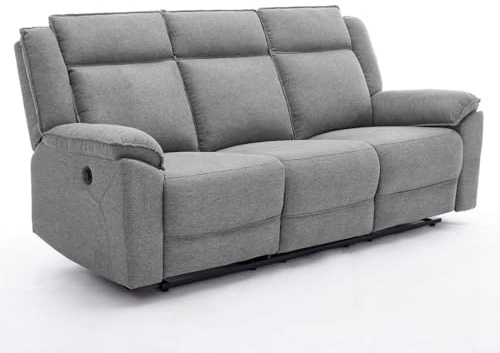 More4Homes SKYE ELECTRIC RECLINER 1+2+3 LINEN FABRIC SOFA (Grey, 3 Seater)