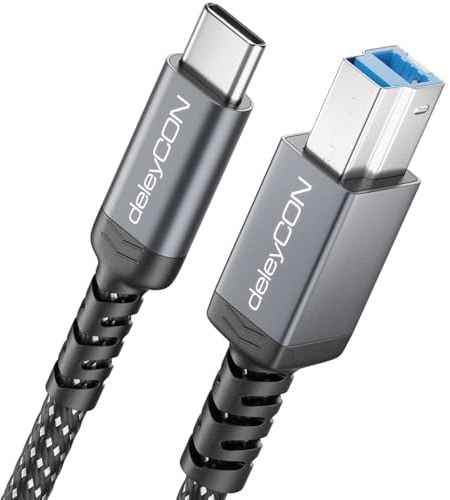deleyCON 1m USB 3.0 Kabel USB-C auf USB-B Stecker Druckerkabel Datenkabel 5 Gbit/S für Drucker, Scanner, Externe Festplatte, Dockingstation, Monitor, Upstream Cable, Schwarz