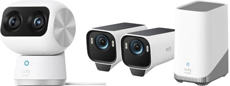 eufy Security eufyCam S3 Pro 2-Kamera-Set mit Indoor Cam S350, 4K Kabellose Solar-Überwachungskamera Außen, MaxColor Nachtsicht