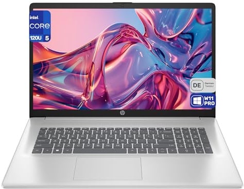 HP 17 Business Laptop, Intel Core i5-120U, 32 GB DDR4 RAM, 2 TB PCIe SSD, 17.3 FHD (1920x1080) Display, Intel Graphics, QWERTZ Tastatur, Windows 11 Pro, Silber