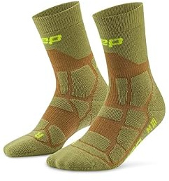 CEP MAX CUSHION 2.0 MID CUT WANDERSOCKEN DAMEN – Gepolsterte Socken für maximale Dämpfung beim Trekking – atmungsaktive Anti Blasen Socken für Outdoor, Hiking & lange Touren - Olive/Brown