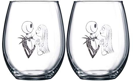 DisneyWorld Co Nightmare Before Christmas Weinglas-Set zum Sammeln (Jack & Sally)