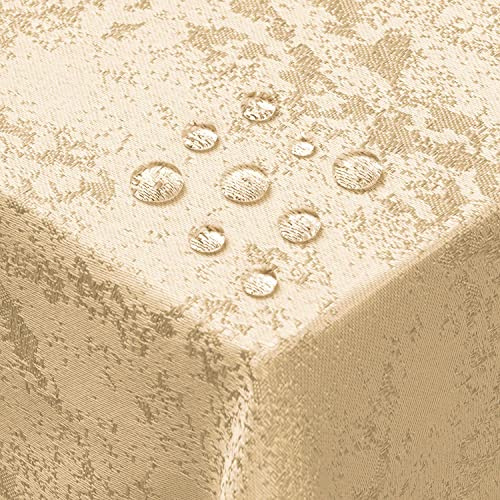Jacquard Tischdecke Granit Tischdecke Eckig Champagner 110 x 110 cm Meliert mit Lotus Effekt Größe & Farbe wählbar