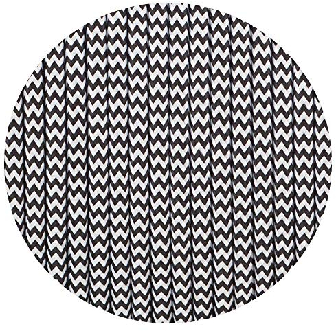 5/10 M 2 Core Colore Vintage Rotondo Tessuto Intrecciato Cavo Luce Filo Elettrico (Bianco e Nero, 5M)