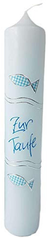 Taufkerze Fische in Blau -personalisiert-