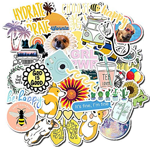 Homo Trends 50pcs Cute Kawaii Stickers - Waterproof, Aesthetic Vinyl Stickers for Girls & Teens, Water Bottles, Laptops, Skateboards, Luggage