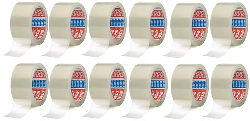 tesa Paketband 64014 hochwertiges Packband transparent, tesapack - 66 m x 50 mm (12 Rollen transparent)