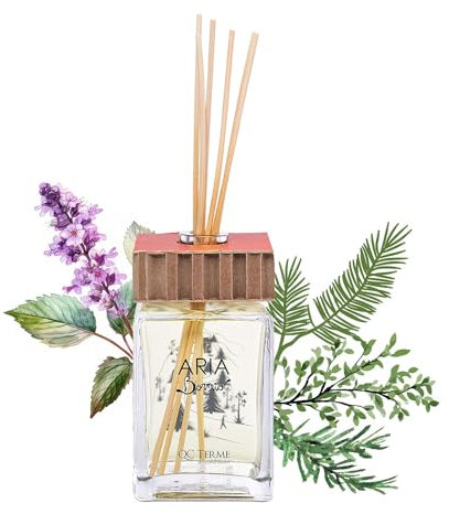 QC Terme Aria Bormio 500 ml Art Edition - Ambientador Habitacion Aire Acondicionado con difusor de varillas, fragancia aromática, madera, ámbar y almizcle, fabricado en Italia