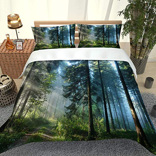 INYTJX Bettwäsche 135X200Cm Wald Sonnige Landschaft Bettwäsche Set 3 Teilig - 1 Bettbezug + 2 Kissenbezug,100% Mikrofaser,3D Digital Print Bettwäsche,Bettwäsche-Set · Teenager Und Erwachsene